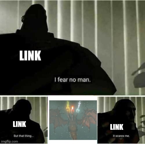 Them Gleeoks, man... | LINK; LINK; LINK | image tagged in i fear no man,tears of the kingdom,legend of zelda,gleeok | made w/ Imgflip meme maker