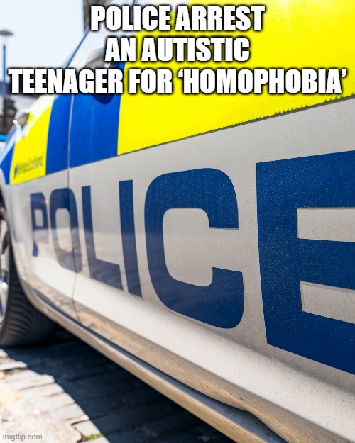 The 16-year old said one of the officers in another case looked like her lesbian Aunt. That was her crime. | POLICE ARREST AN AUTISTIC TEENAGER FOR ‘HOMOPHOBIA’ | image tagged in conservativenews,homophobia,gay,lasbian,crime | made w/ Imgflip meme maker