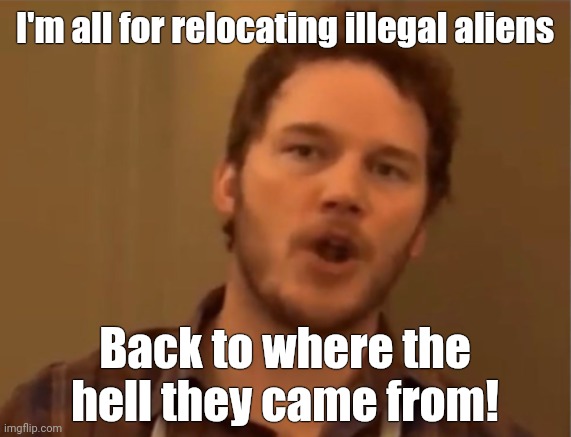 Sending them back would solve a lot of major problems. | I'm all for relocating illegal aliens; Back to where the hell they came from! | image tagged in memes | made w/ Imgflip meme maker