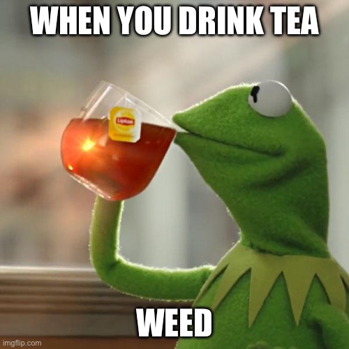 When you drink tea weed | WHEN YOU DRINK TEA; WEED | image tagged in memes,but that's none of my business,kermit the frog | made w/ Imgflip meme maker