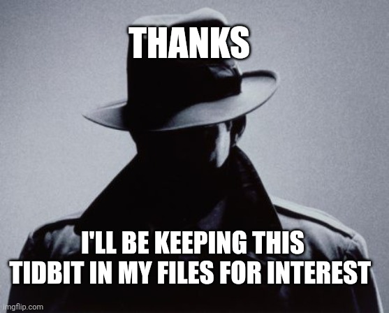 Spy Silhouette | THANKS I'LL BE KEEPING THIS TIDBIT IN MY FILES FOR INTEREST | image tagged in spy silhouette | made w/ Imgflip meme maker