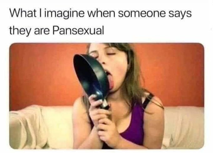 Tell me you don't think the same thing too?! | image tagged in pansexual,mental illness,mental health,perverts,deranged,gender confusion | made w/ Imgflip meme maker