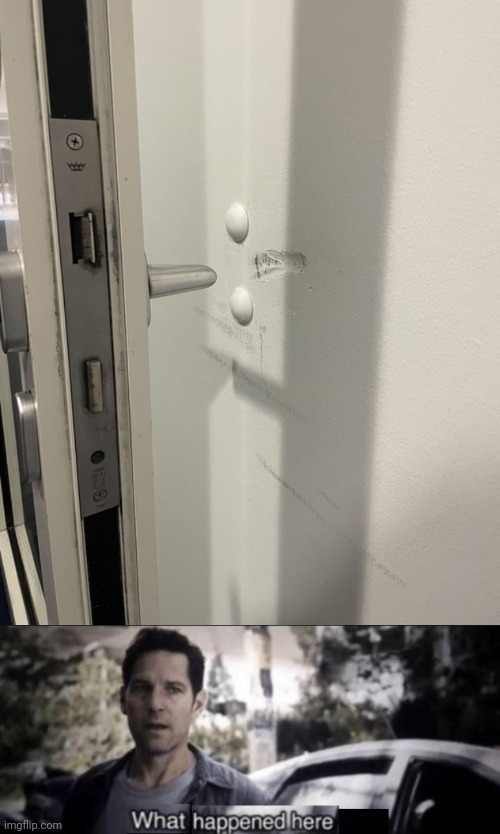 Wall mark | image tagged in what happened here,door,wall,you had one job,memes,walls | made w/ Imgflip meme maker