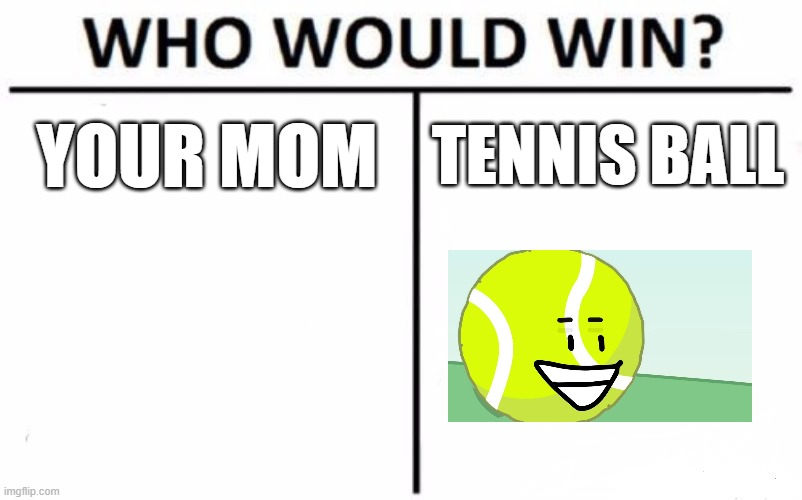 Mom vs Tennis Ball | YOUR MOM; TENNIS BALL | image tagged in memes,who would win | made w/ Imgflip meme maker