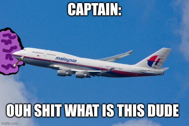 Malaysia Airplane | CAPTAIN:; OUH SHIT WHAT IS THIS DUDE | image tagged in malaysia airplane | made w/ Imgflip meme maker