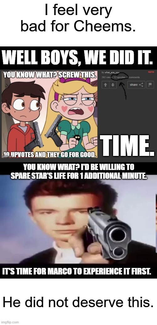 I really hope Cheems doesn't quit. | I feel very bad for Cheems. He did not deserve this. | image tagged in justacheemsdoge,svtfoe | made w/ Imgflip meme maker