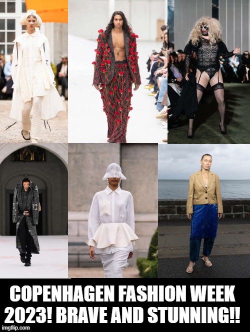 Copenhagen Fashion Week 2023! Brave and Stunning!! | COPENHAGEN FASHION WEEK 2023! BRAVE AND STUNNING!! | image tagged in brave,stunned,oh wow | made w/ Imgflip meme maker