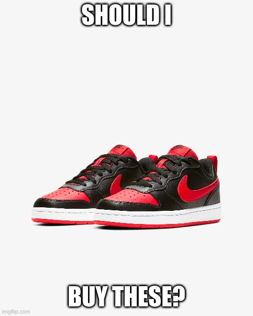 I think they're fire | SHOULD I; BUY THESE? | image tagged in memes,nike | made w/ Imgflip meme maker