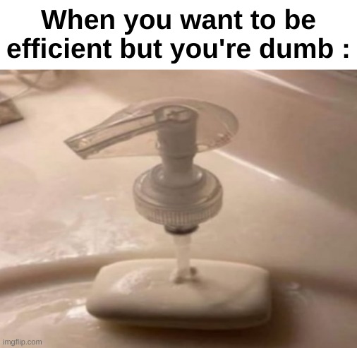 Dumb as hell | When you want to be efficient but you're dumb : | image tagged in memes,funny,relatable,dumb,soap,front page plz | made w/ Imgflip meme maker