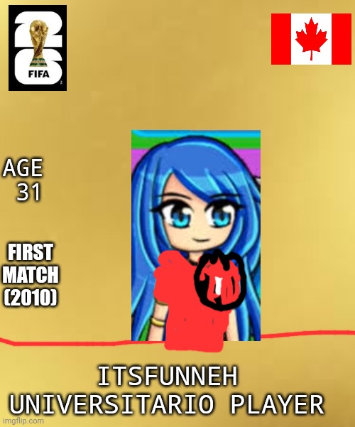 AGE 
31 ITSFUNNEH 
UNIVERSITARIO PLAYER FIRST MATCH
(2010) | made w/ Imgflip meme maker