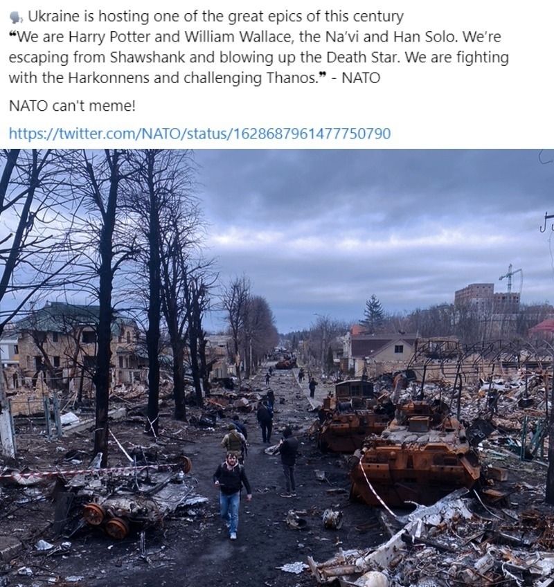 NATO can't meme. | image tagged in nato,ukraine,depressing meme week,dumb meme week,ukraine meme week,special kind of stupid | made w/ Imgflip meme maker