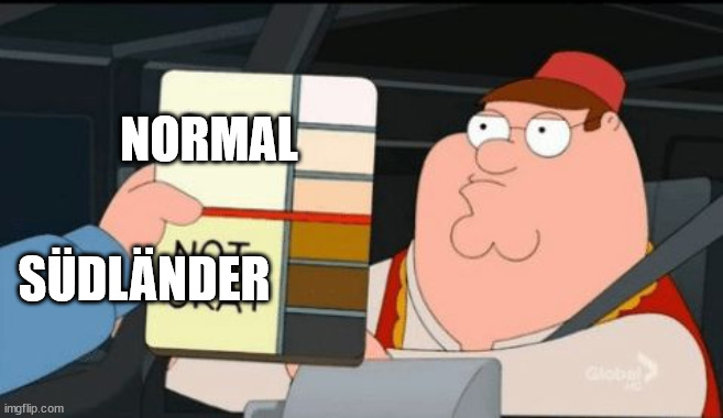 Family Guy Okay Not Okay | NORMAL; SÜDLÄNDER | image tagged in family guy okay not okay | made w/ Imgflip meme maker