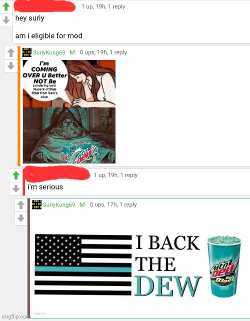 Seriously? | image tagged in but why why would you do that,mods,mountain dew | made w/ Imgflip meme maker