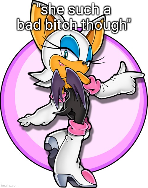 Rouge the Bat | "she such a bad bitch though" | image tagged in rouge the bat | made w/ Imgflip meme maker