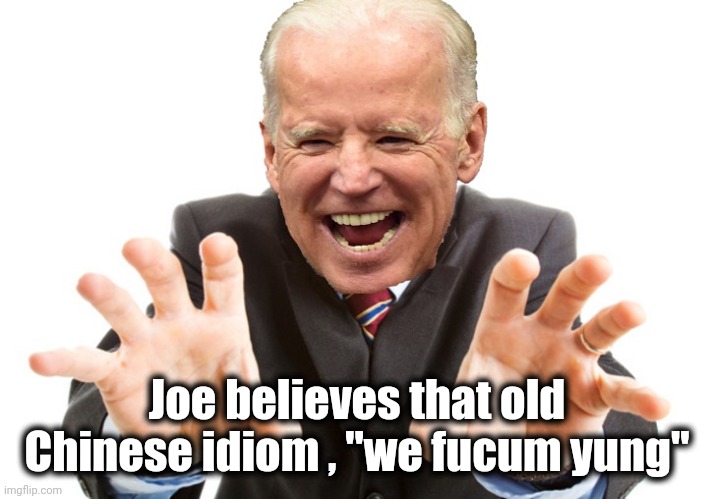 Joe Biden | Joe believes that old Chinese idiom , "we fucum yung" | image tagged in joe biden | made w/ Imgflip meme maker