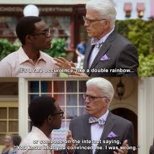 Good Place Double rainbow Blank Meme Template