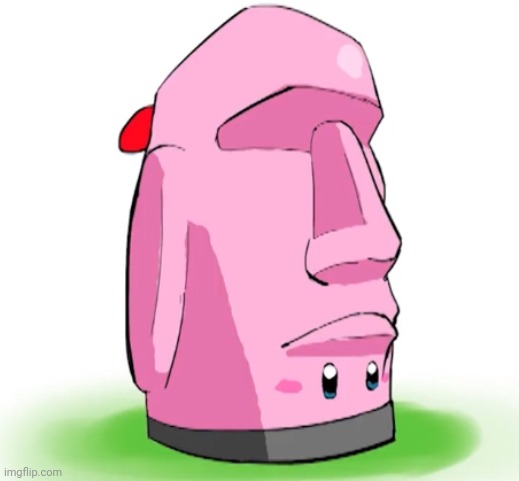 Nat note: splatoon 3 x kirby and the forgotten land (or pillar john) | image tagged in moai mouthful | made w/ Imgflip meme maker