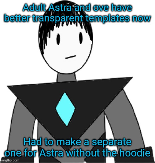Idk why I didn't just use my announcement template but it's done. | Adult Astra and ove have better transparent templates now; Had to make a separate one for Astra without the hoodie | image tagged in collector transparent alternate | made w/ Imgflip meme maker