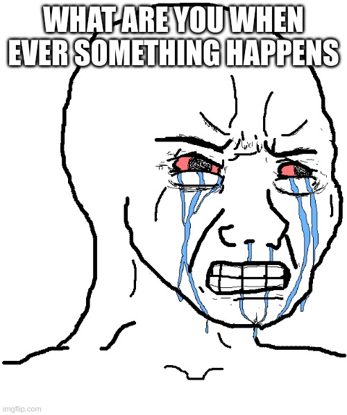 cry wojak | WHAT ARE YOU WHEN EVER SOMETHING HAPPENS | image tagged in cry wojak | made w/ Imgflip meme maker