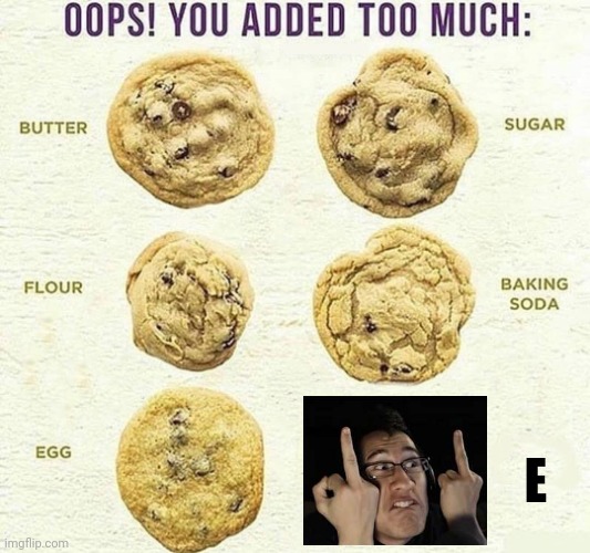 Oops, You Added Too Much | E | image tagged in oops you added too much | made w/ Imgflip meme maker