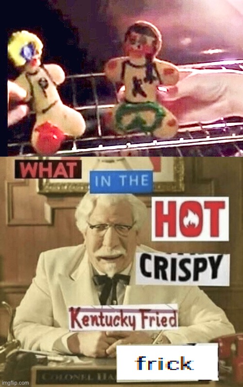 image tagged in what in the hot crispy kentucky fried frick | made w/ Imgflip meme maker