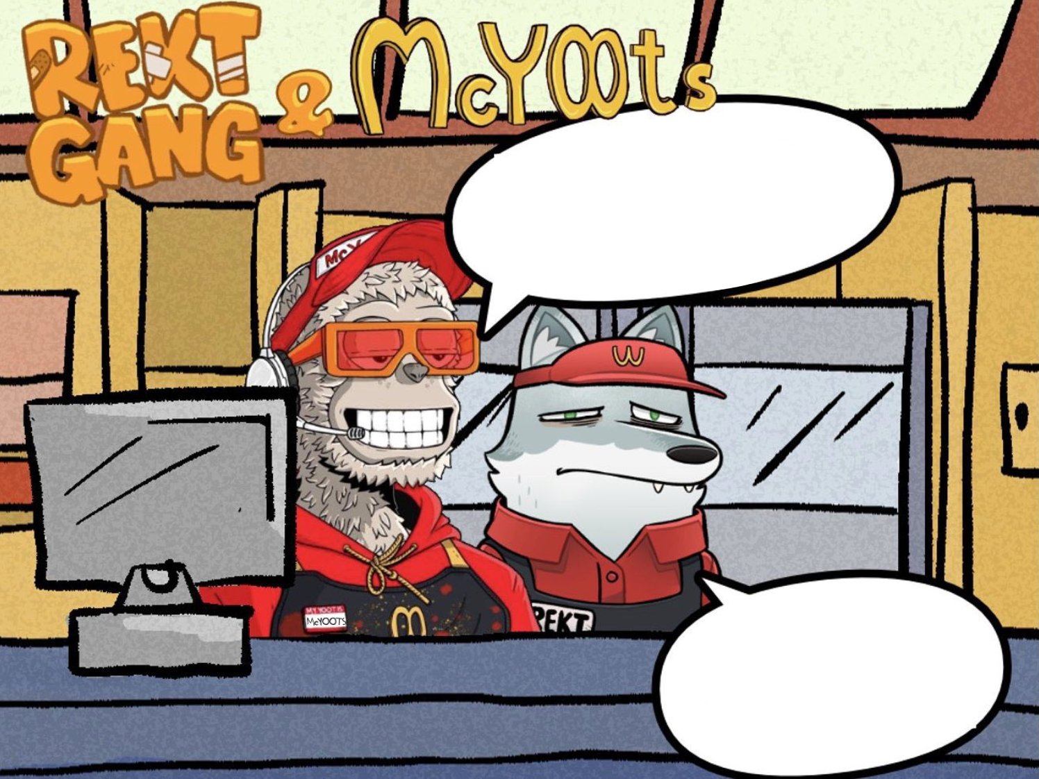 High Quality Rekt Gang and McY00ts Fast Food Counter Blank Meme Template