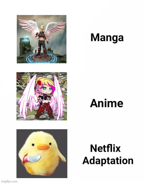 Someone gave her the nickname little duck so I had to make this | image tagged in manga anime netflix adaption,oc | made w/ Imgflip meme maker