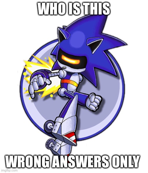 Mecha Sonic | WHO IS THIS; WRONG ANSWERS ONLY | image tagged in mecha sonic | made w/ Imgflip meme maker
