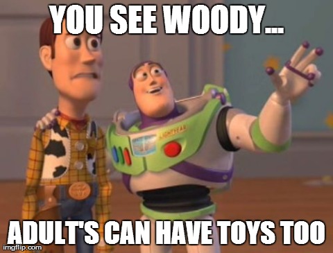 X, X Everywhere Meme | YOU SEE WOODY... ADULT'S CAN HAVE TOYS TOO | image tagged in memes,x x everywhere | made w/ Imgflip meme maker