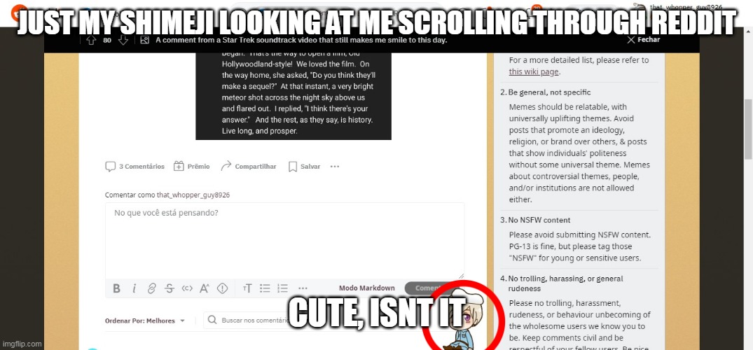 JUST MY SHIMEJI LOOKING AT ME SCROLLING THROUGH REDDIT; CUTE, ISNT IT | image tagged in wholesome | made w/ Imgflip meme maker