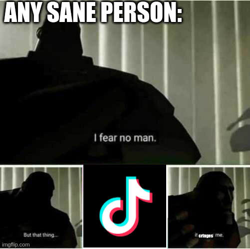 I fear no man | ANY SANE PERSON:; cringes | image tagged in i fear no man | made w/ Imgflip meme maker