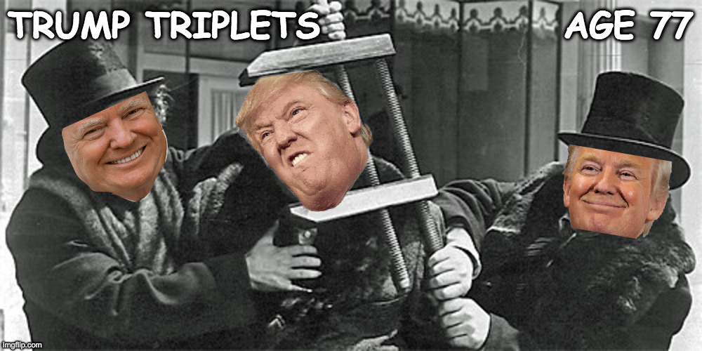 The Boys from the Bronx | TRUMP TRIPLETS                AGE 77 | image tagged in the three stooges,memes,trump | made w/ Imgflip meme maker
