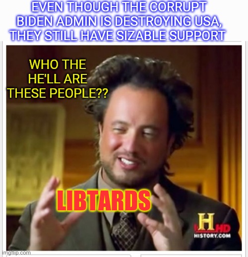 EVEN THOUGH THE CORRUPT BIDEN ADMIN IS DESTROYING USA, THEY STILL HAVE SIZABLE SUPPORT; WHO THE HE'LL ARE THESE PEOPLE?? LIBTARDS | image tagged in libtards,you're fired,vote,republican party | made w/ Imgflip meme maker