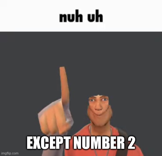 Nuh uh | EXCEPT NUMBER 2 | image tagged in nuh uh | made w/ Imgflip meme maker