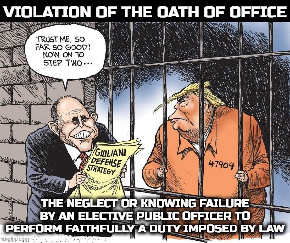 VIOLATION OF THE OATH OF OFFICE | VIOLATION OF THE OATH OF OFFICE; THE NEGLECT OR KNOWING FAILURE BY AN ELECTIVE PUBLIC OFFICER TO PERFORM FAITHFULLY A DUTY IMPOSED BY LAW | image tagged in violation of the oath of office,treason,disloyalty,untrustworthiness,corruption,racketeering | made w/ Imgflip meme maker