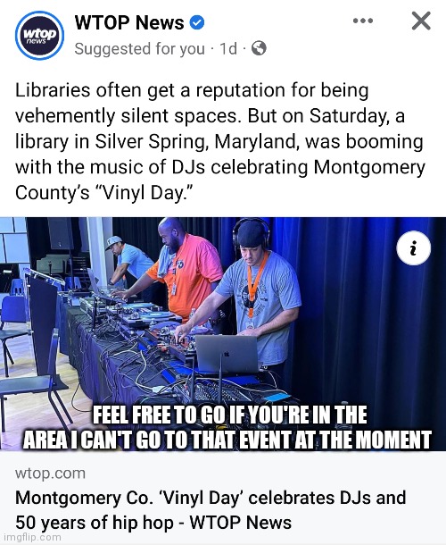 Library in silver spring Maryland is having a DJ party | FEEL FREE TO GO IF YOU'RE IN THE AREA I CAN'T GO TO THAT EVENT AT THE MOMENT | image tagged in dj party,music party,party in library in silver spring maryland,party in maryland | made w/ Imgflip meme maker