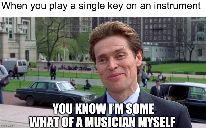 Anyone else feel this way when they play an instrument? | When you play a single key on an instrument; YOU KNOW I’M SOME WHAT OF A MUSICIAN MYSELF | image tagged in green goblin,memes,relatable,funny | made w/ Imgflip meme maker