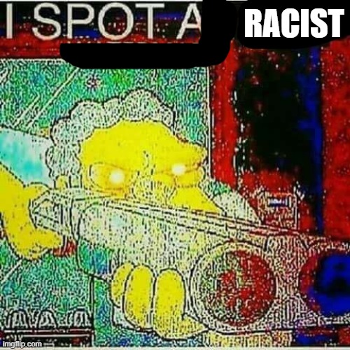 I SPOT AN x WATERMARK | RACIST | image tagged in i spot an x watermark | made w/ Imgflip meme maker