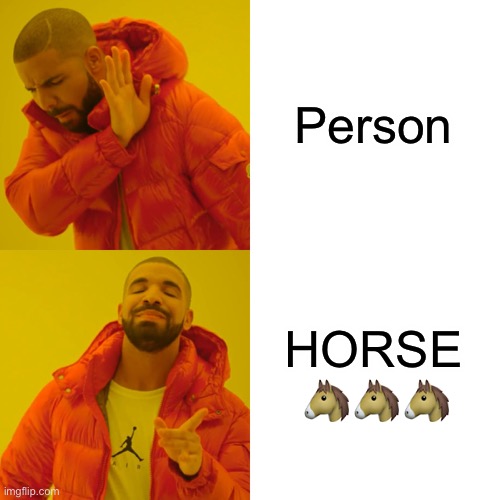 Drake Hotline Bling Meme | Person HORSE ??? | image tagged in memes,drake hotline bling | made w/ Imgflip meme maker