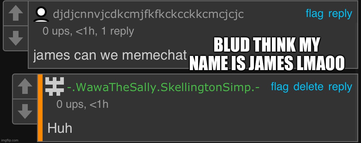 BLUD THINK MY NAME IS JAMES LMAOO | made w/ Imgflip meme maker