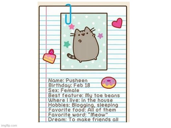 Pusheen Information | image tagged in this is about pusheen | made w/ Imgflip meme maker