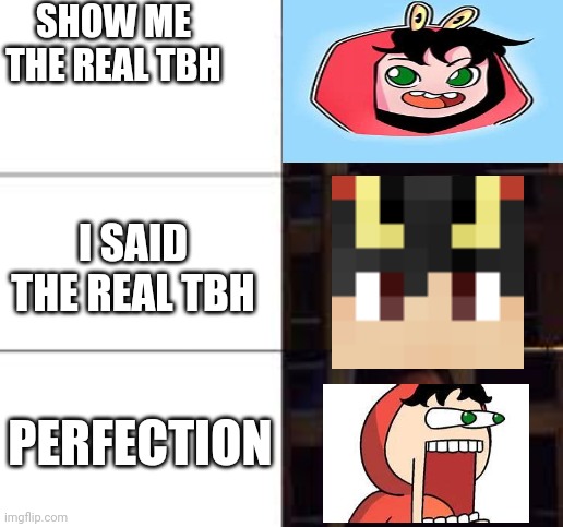 I said the real one | SHOW ME THE REAL TBH; I SAID THE REAL TBH; PERFECTION | image tagged in i said the real one | made w/ Imgflip meme maker