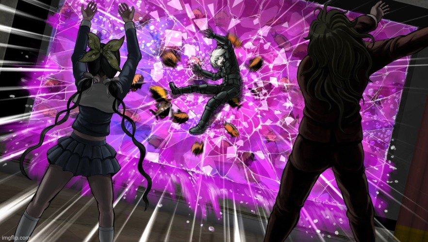 Gonta and Tenko throw K1-bo at glass | image tagged in gonta and tenko throw k1-bo at glass | made w/ Imgflip meme maker