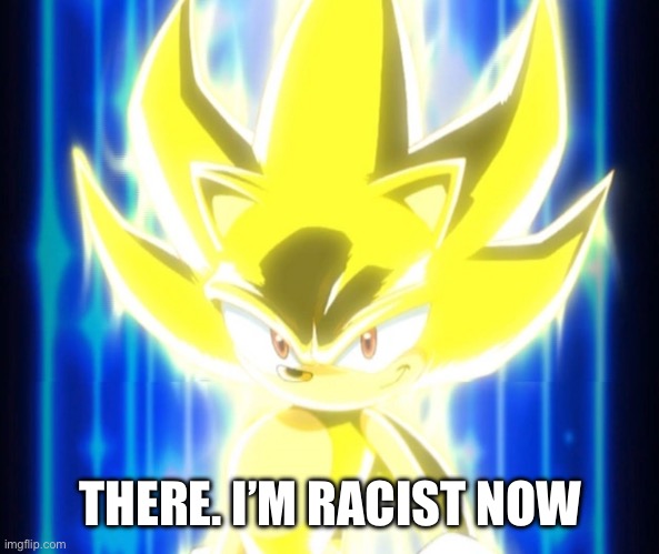 Super Sonic meme | THERE. I’M RACIST NOW | image tagged in super sonic meme | made w/ Imgflip meme maker