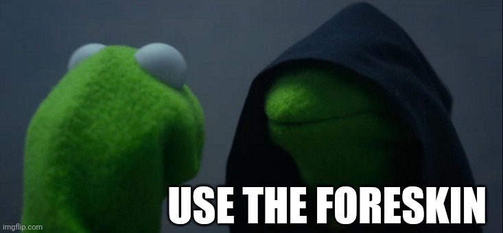 Evil Kermit | USE THE FORESKIN | image tagged in memes,evil kermit | made w/ Imgflip meme maker