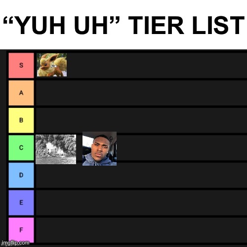 Tier List | “YUH UH” TIER LIST | image tagged in tier list | made w/ Imgflip meme maker