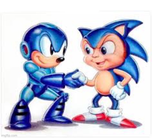 image tagged in sonic the hedgehog,megaman,cursed image | made w/ Imgflip meme maker