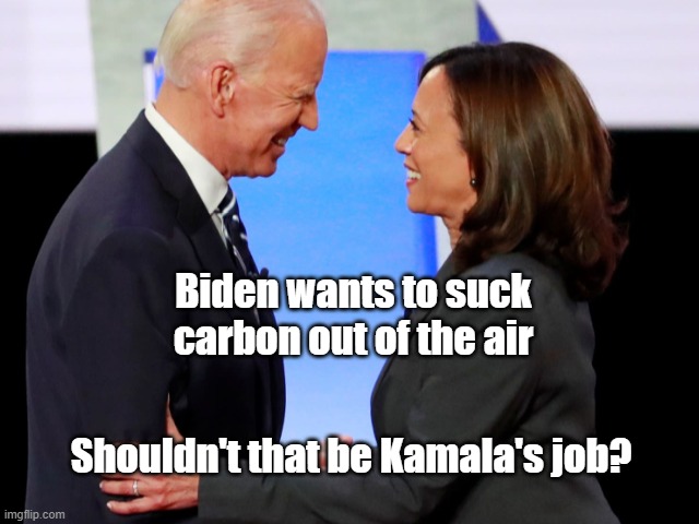 Carbon suck | Biden wants to suck carbon out of the air; Shouldn't that be Kamala's job? | image tagged in biden harris | made w/ Imgflip meme maker