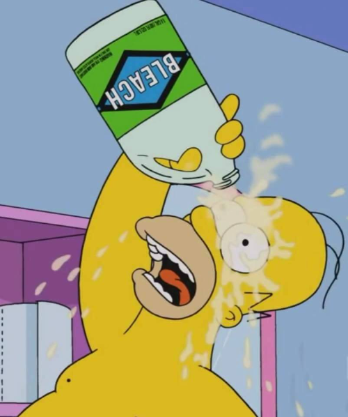 Homer using bleach Blank Meme Template