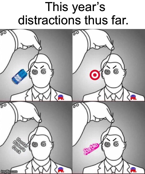 World’s going to shit, but clearly the trans woman who did a 30 second sponsored tik-tok is the greatest threat to our culture. | This year’s distractions thus far. | image tagged in bud light,target,hunter biden,barbie,woke,conservatives | made w/ Imgflip meme maker